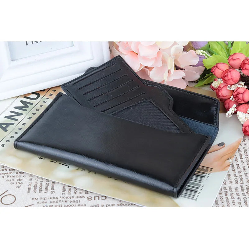 Slim Genuine Leather Women Wallet Long Clutch Coin Purses Luxury Envelope Design Wallets and Purses Ladies Card Holder Phone Bag