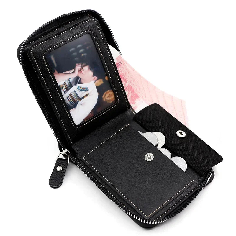 Men's Wallet Made of Leather Wax Oil Skin Purse for Men Coin Purse Short Male Card Holder Wallets Zipper Around Money Coin Purse