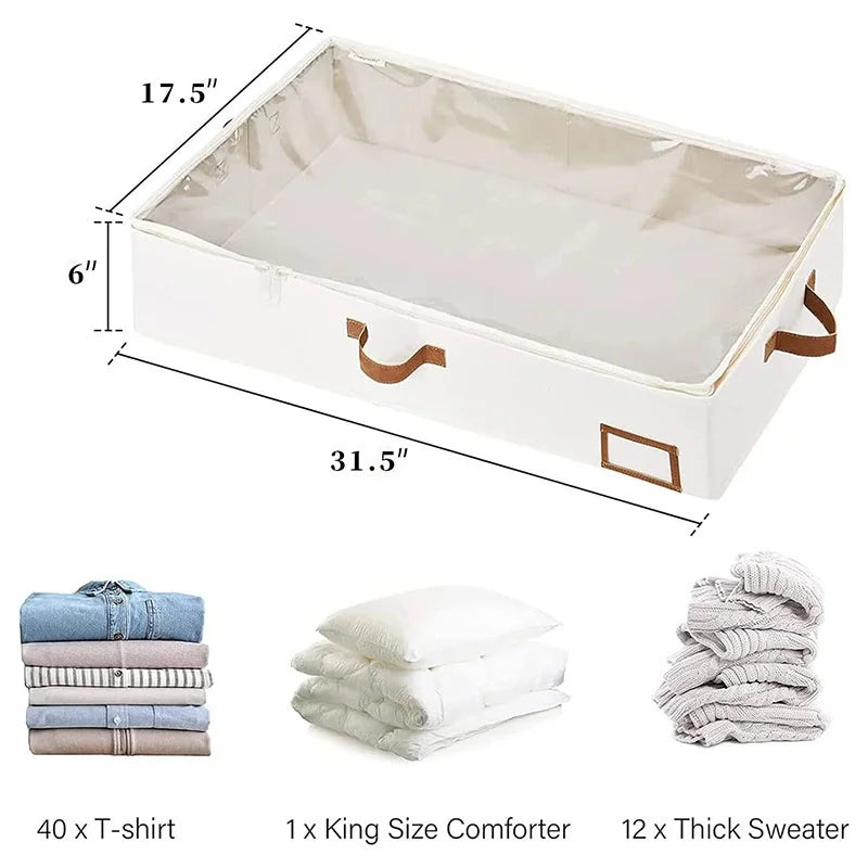 Foldable Under Bed Storage Containers with Clear Window Underbed Toy Organizers Clothing Storage Bags Closet Storage Bins