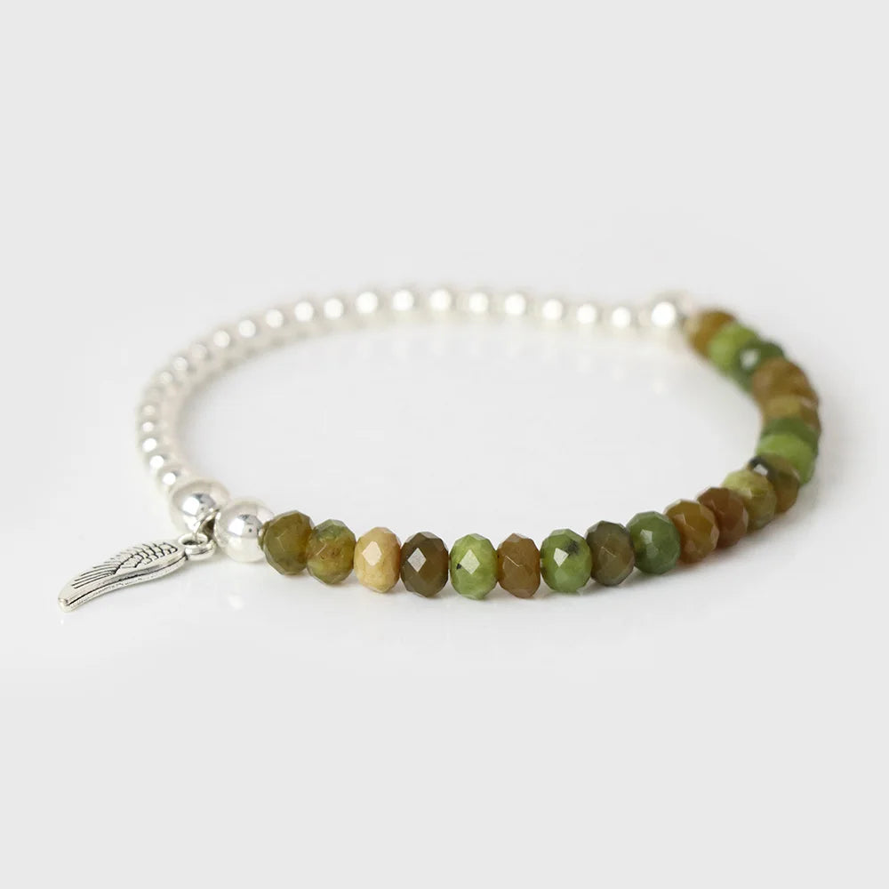 Fashion Angel Wing Charm Bracelet Faceted Natural Stone Bracelets Labradorite Beads Lucky Bracelet for Men Women Energy Jewelry