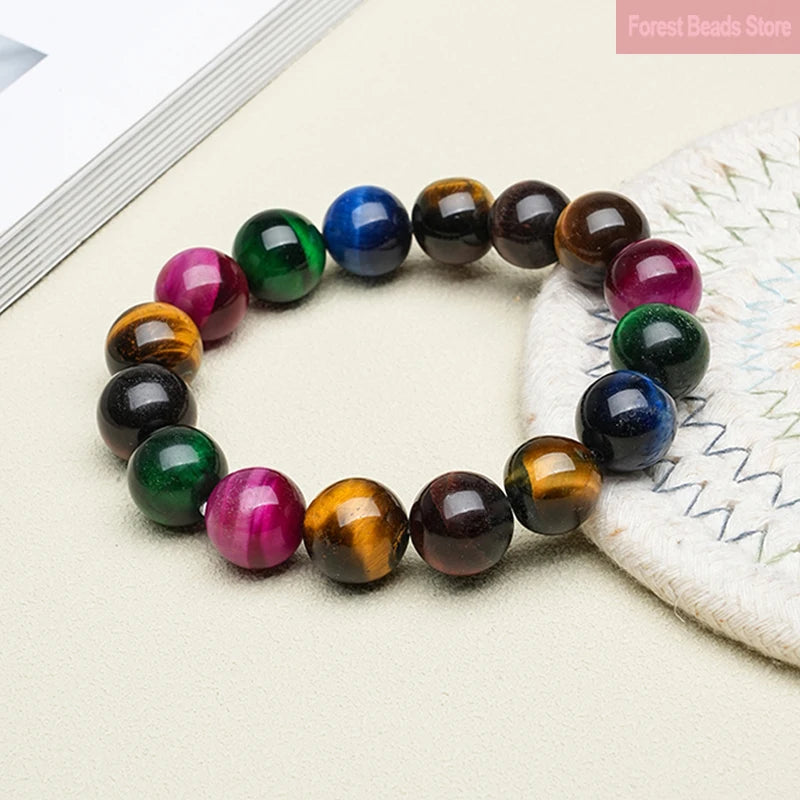 Mixed Color Tiger Eye Bracelets Women Fashion Charm Yoga Energy Meditation Strand Bangles Wrist Jewelry Pulseras 6/8/10/12mm