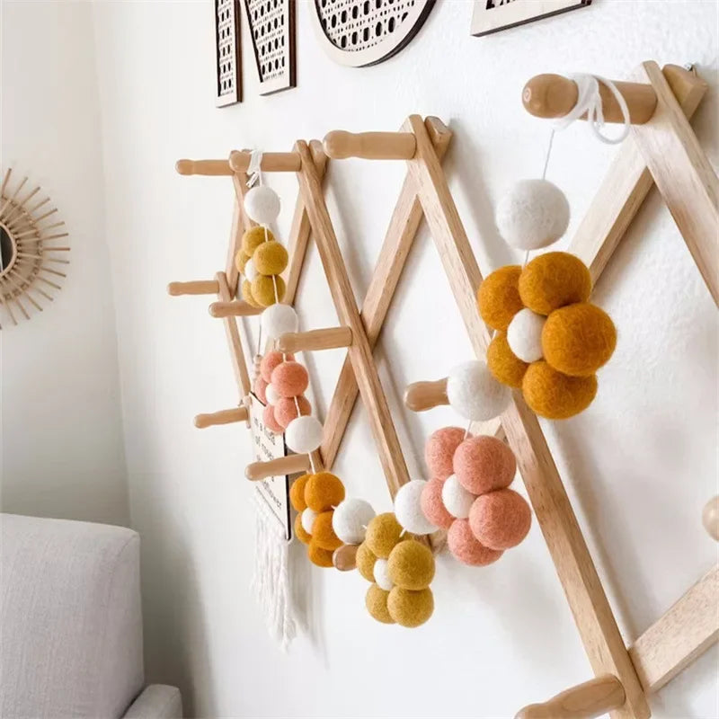 INS Handmade Felt Flower Garland Creative Wool Daisy Pull Flag Kids Room Decor Wall Ornaments Girls Room Decoration Accessories
