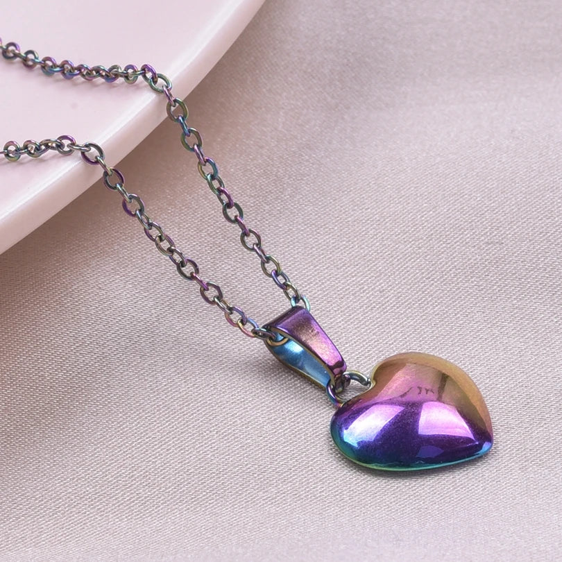 1pc Necklace For Women Love Shape Pendants Personality Metal Stainless Steel Charms Jewelry Handmade Craft Fashion Accessories