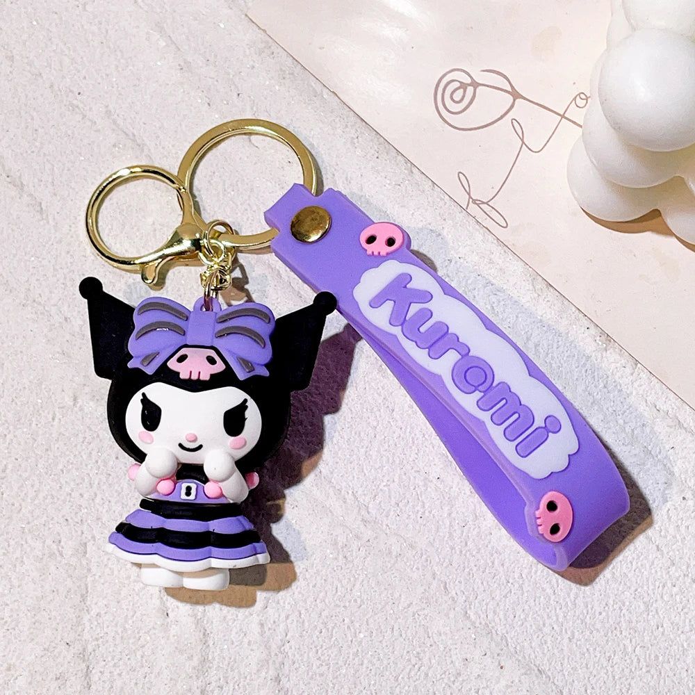 Wholesale Kawaii Sanrio Kuromi Keychain Pvc Doll Key Chain Cartoon Anime Cinnamoroll Bag Pendant Car Keyring Accessories Gift
