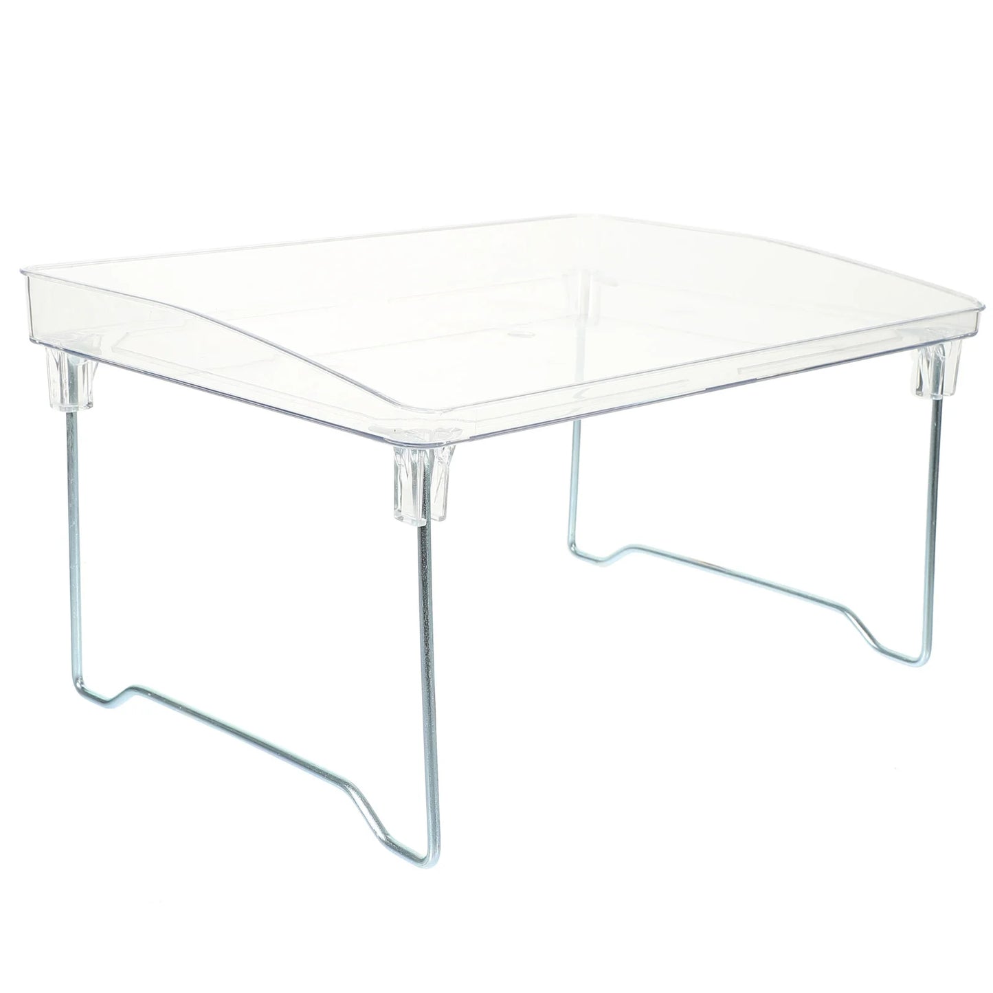 Hemasa Portable Breakfast Tray Table for Bed with Folding Legs and Clear Acrylic Surface