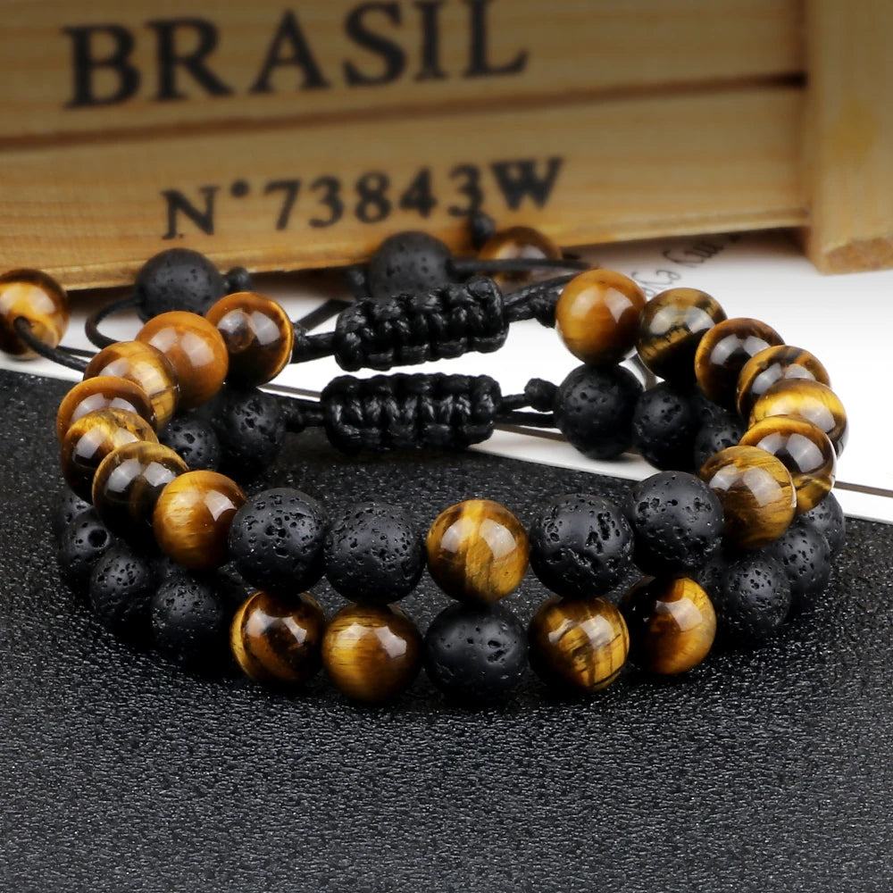 Hemasa Tiger Eye Beads Bracelets / Natural Stone Lava Beads Bracelet for  Women/Girls
