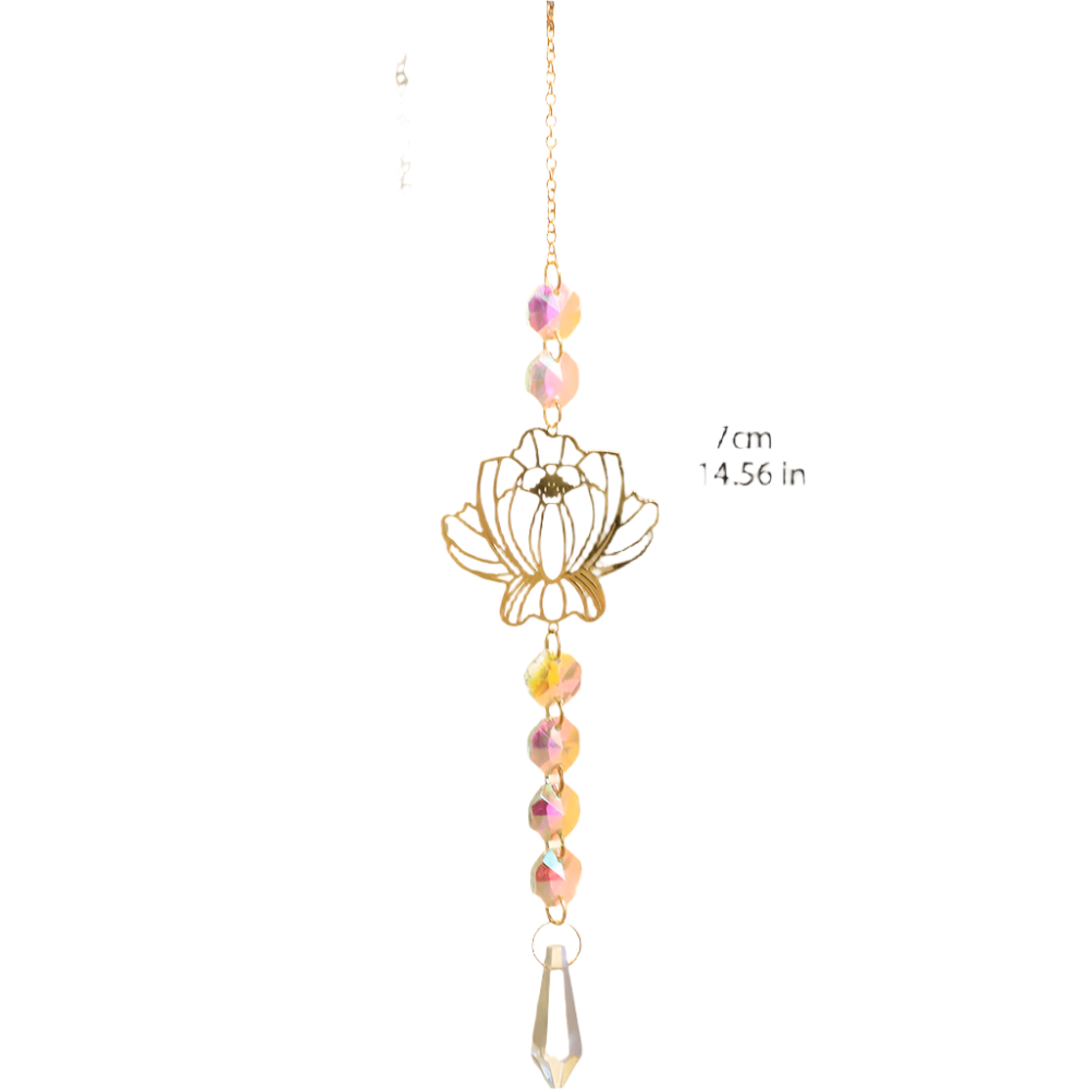 Hemasa Sun Catcher Crystal Lotus Hanging Crystals Stained Glass Suncatcher Outdoor Decor Rainbow Maker Prism Chakras Garden Decoration
