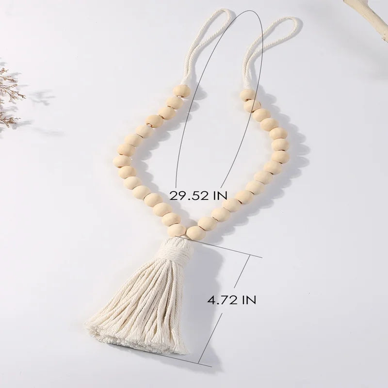 1pc Curtain Buckle Straps Hand-woven Wooden Beads Tassel Fresh Curtain Buckle Home Decoration Curtain Tieback Room Accessories