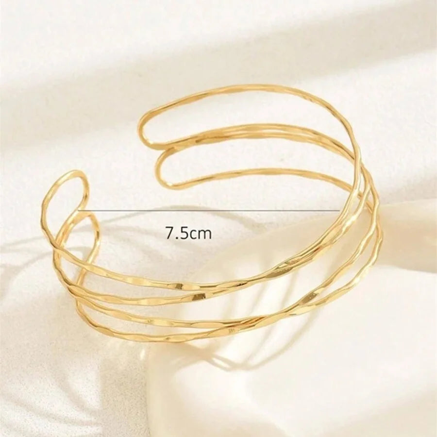 Obega Korean Multilayer Gold Color Cuff Bracelet For Women Punk Style Metal Bracelet Minist Design Ins Daily Wear Party Jewelry
