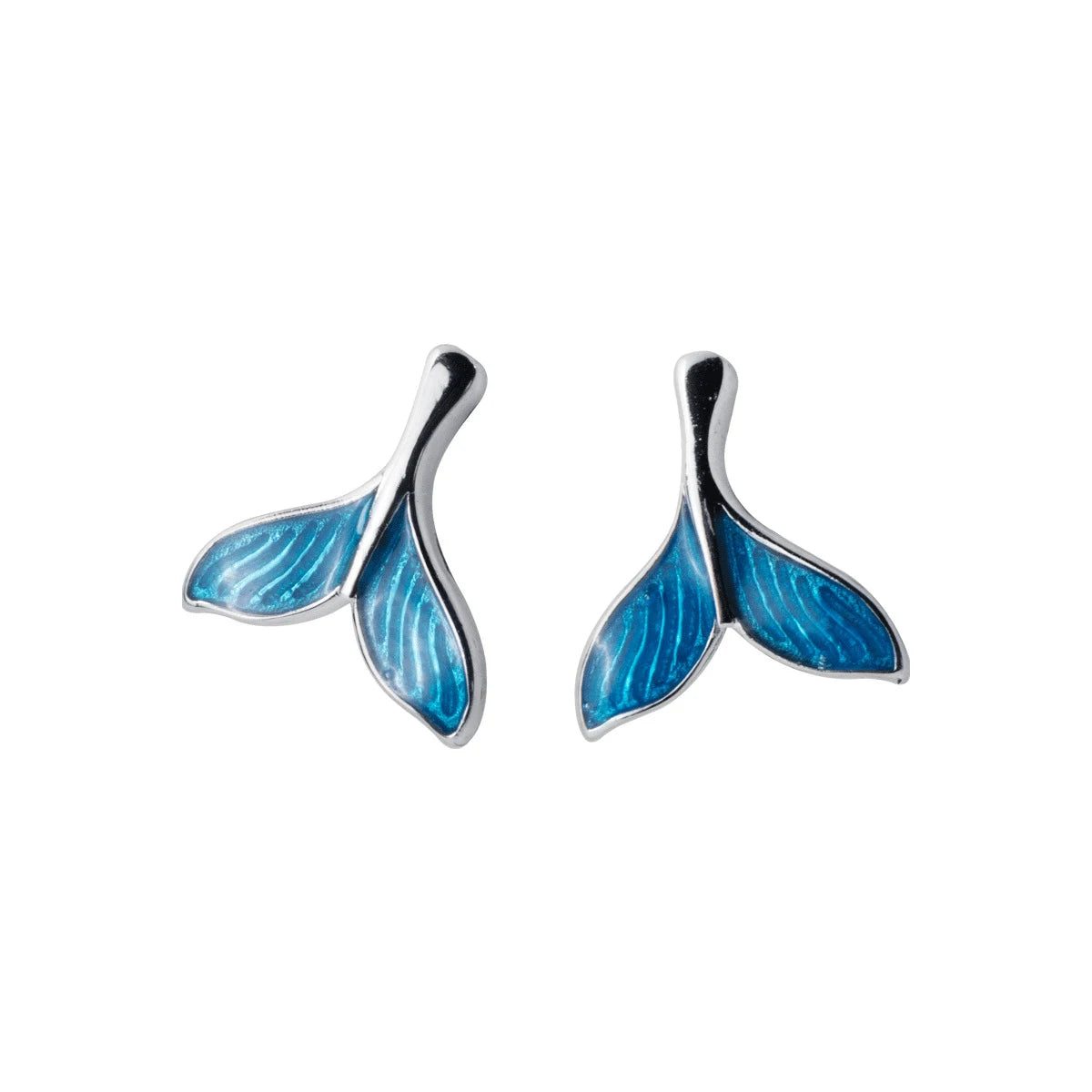 Modian Fashion Blue Stripe Enamel Mermaid Tail Stud Earrings 100% 925 Sterling Silver Exquisite Jewelry For Women Accessories