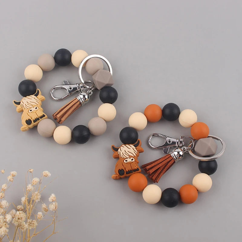Hemasa Siliocne Bull Handmade Beads Bracelet Keyrings / Car Key /Accessories Bag Pendant