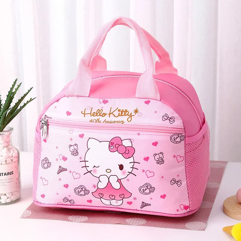 Hello Kitty & Kuromi Insulated Lunch Bag, Cinnamoroll Widened Aluminum Foil Material Bento Bag, Waterproof Oxford Fabric