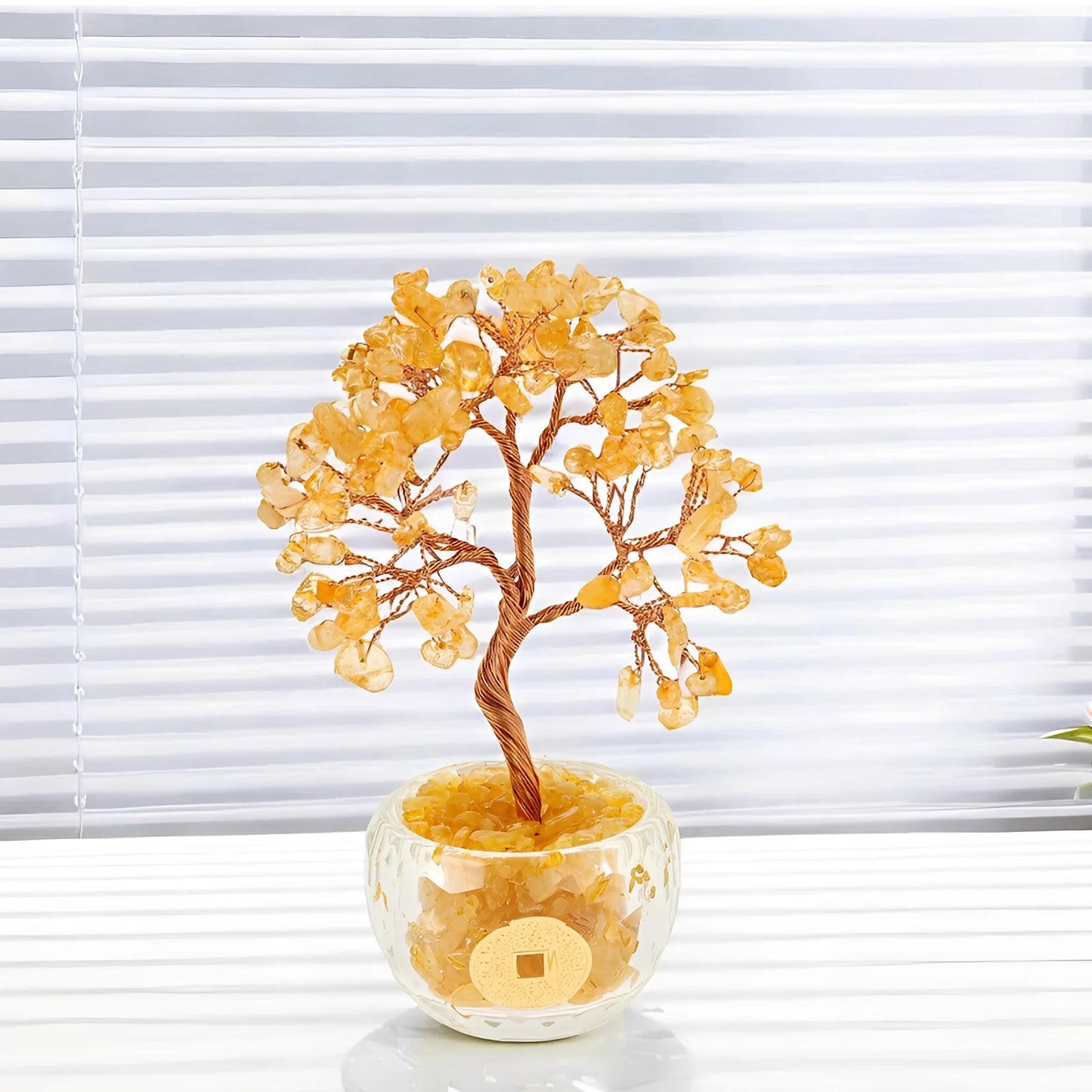 Mini Crystal Money Tree Copper Wire Wrapped Crystal Tree Potted Plant Healing Gemstone Yoga Feng Shui Trees Home Crystal Decor