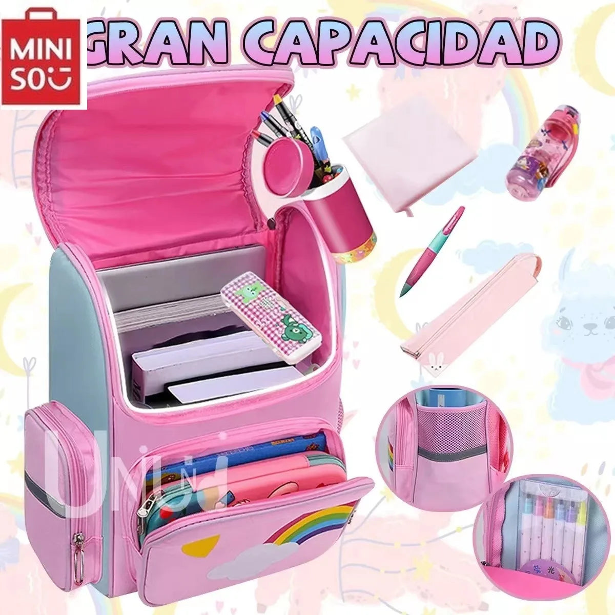 Kawaii Children's Space Backpack Primary and Secondary School Preschool Children Backpack for Girls Cute Waterproof Little Class