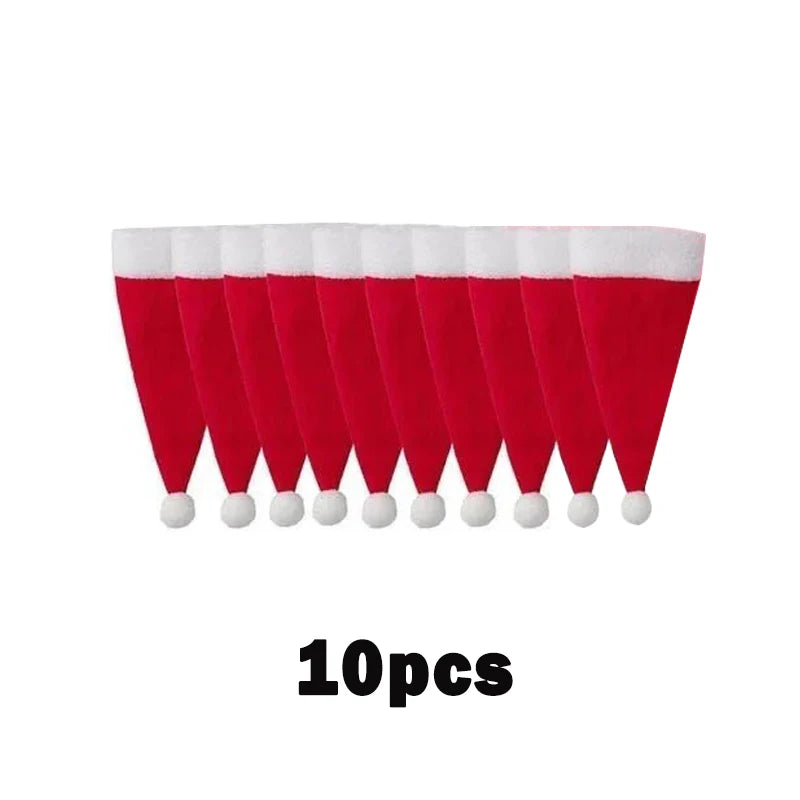 Hemasa Merry Christmas Tableware Bag Holder Christmas Hat Fork Knife Cutlery Bag Christmas Decorations for Home
