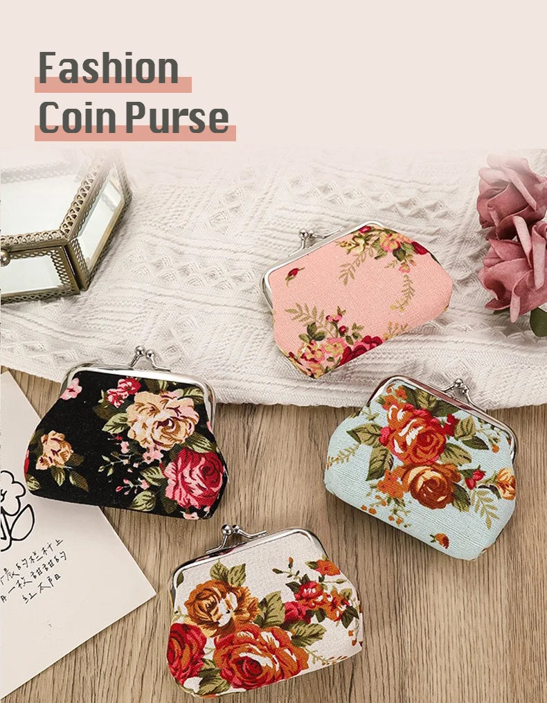 12 PCS Fashion Cotton Rose Coin Purse Cute Lovely Women Small Change Money Bags Key Holder Case Wallet Mini Pouch Souvenir