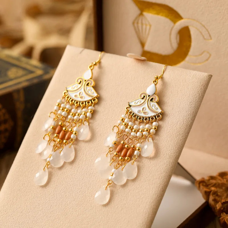 Hemasa Bohemian Waterdrop Dangle Drop Tassel Earrings For Women Beaded Handmade Ethnic Vintage Female Jewelry Earrings Gift
