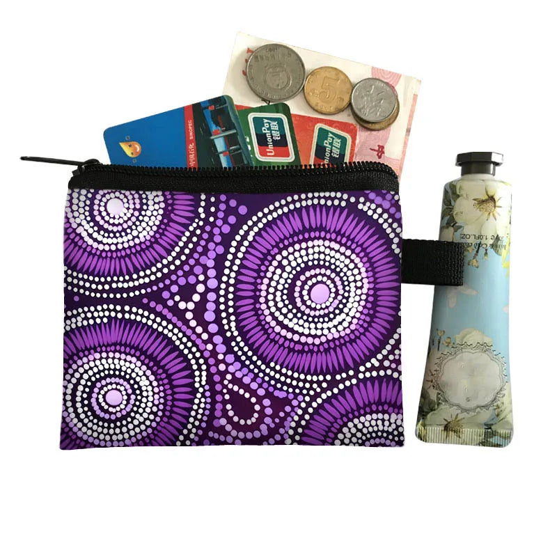 Australian Aboriginal Dot Print Coin Purse Indigenous Cultural Art Coin Bag Mystery Abstract Life Symbol Credit Card Purse Gift