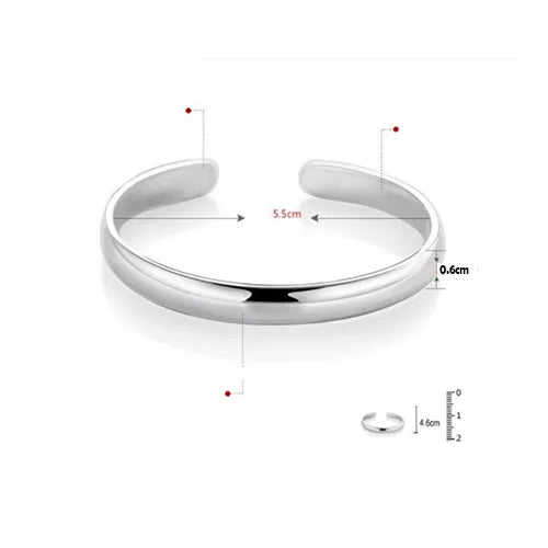999 Sterling Silver Fashion Woman Cuff Bracelet Polishing Retro Chain Bangle Party Wedding Jewelry Charm Christmas Girl Gifts