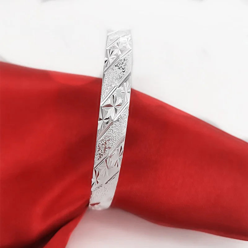 999 sterling silver Original Snowflake star Bangles bracelets for women Fashion Party Wedding Accessories Jewelry Christmas Gift