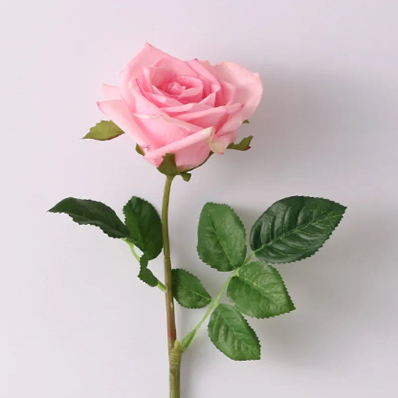 Artificial True Touch Rose Simulation Latex Flowers Branch Wedding Bouquet Home Hotel Desktop Decoration Pink Flower Arrangement