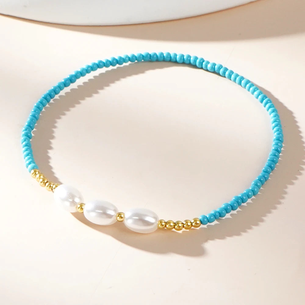 1pc Women's Fashion Bracelet Bohemian Style Multi colored Glass Bead Imitation Pearl Bead Bracelet for Daily Versatile Gifts