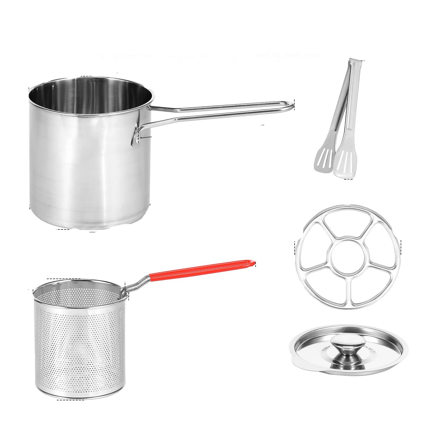 Tejesa Deep Fryer Pot Stainless Steel Fry Pot With Strainer and Lid Kitchen French Fries Chicken Cooking Tools Steaming Pot Fryer Pan