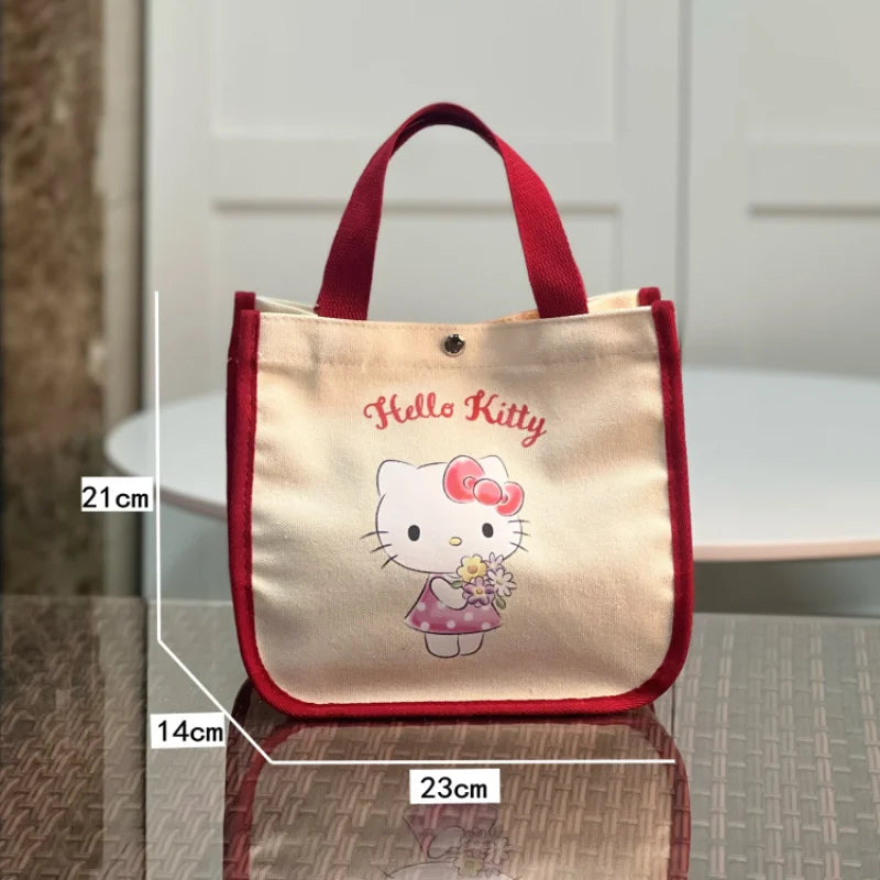 Sanrio Portable Handbags and Purses Hello Kitty Purses Melody Cosmetic Bag Kawaii Makeup Case Lunch Box Bag Handbag Organizer