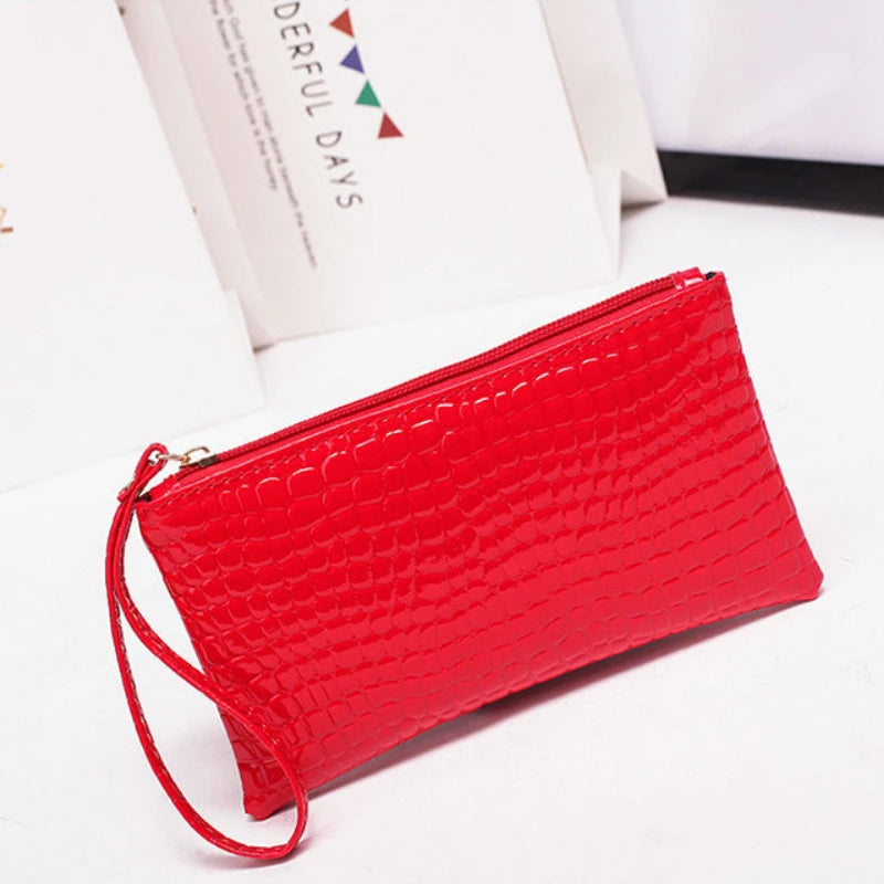 Korean PU Leather Coin Bags Money Pouch Organizer for Women Travel Neceser Keys Phone Storage Bags Crocodile Toiletry Makeup Bag