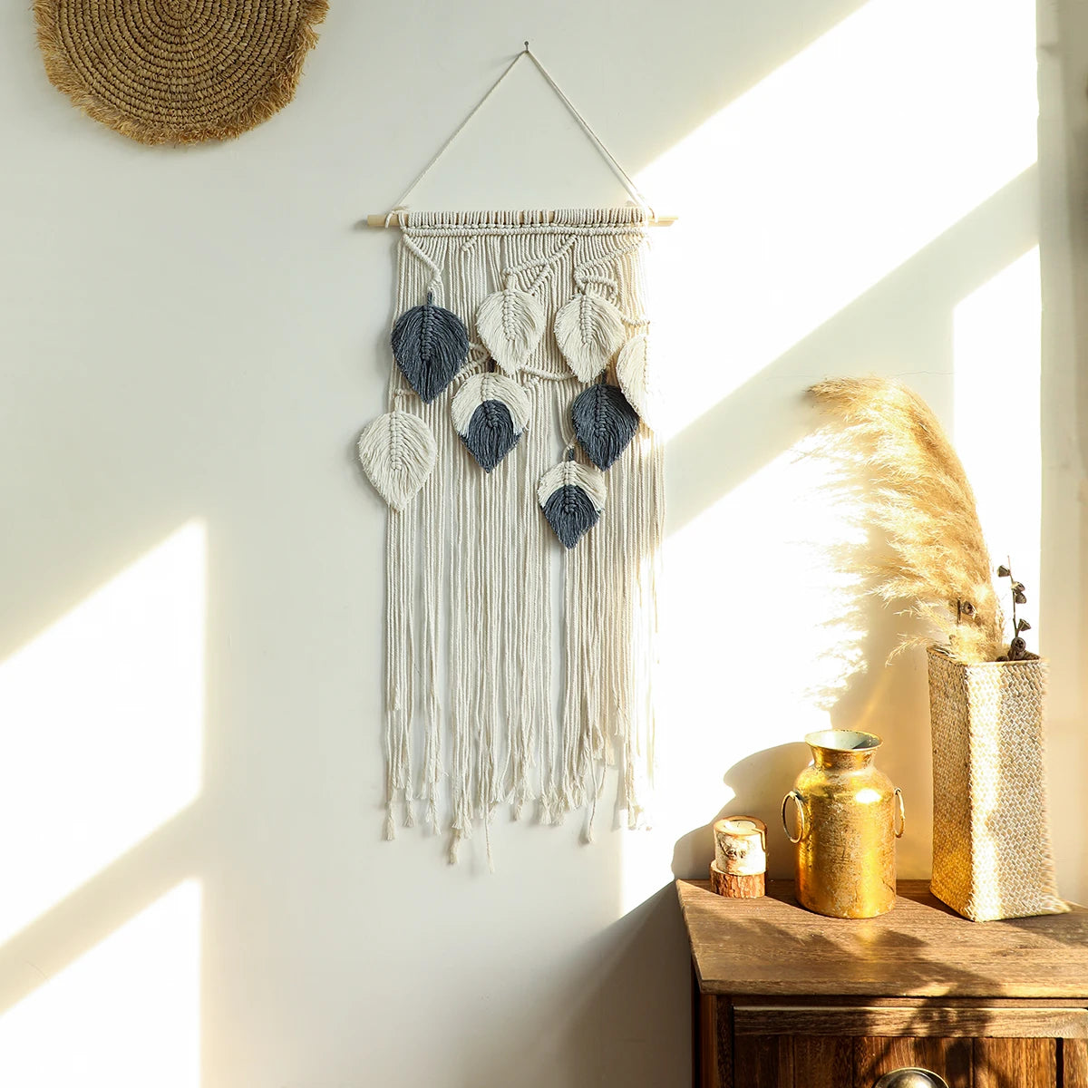 Wall Macrame Tapestry Leaf Bohemian Home Decor Woven Tassels Wall Hanging Nordic Home Decoration Living Room Decors Aesthetic