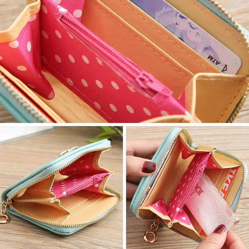 New Korean Fashion Small Wallet Women's Bow Cute Purse Zipper Mini Wallet Coin Purse Change Bag Coin Pouch Credit Card Holder