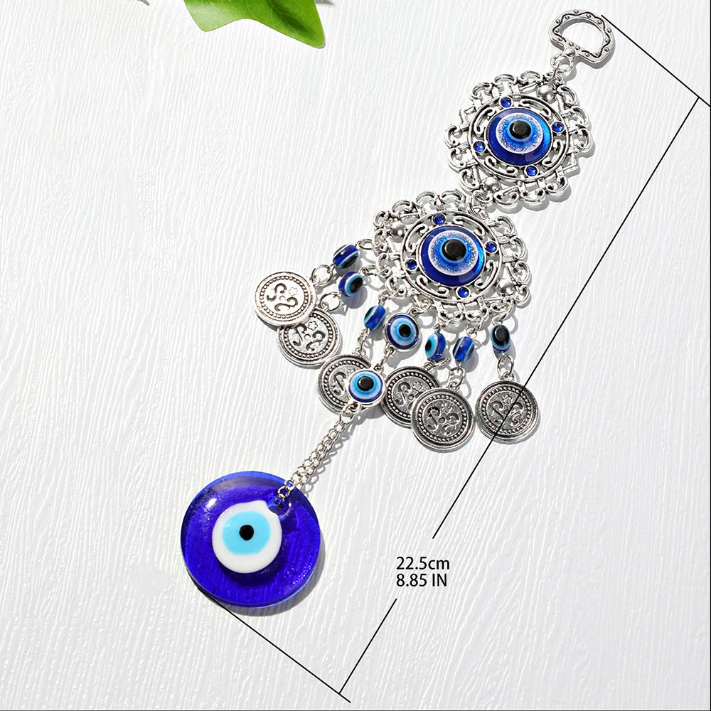 Hemasa Turkish Blue Evil Eye Home Decor Hamsa Hand Moon Elephant Amulet Wall Hanging Ornament Evil Eye Protection Room Decoration Gift