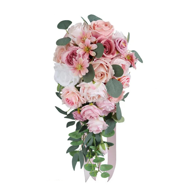 Tejesa Rustic Cascading Wedding Bouquets for Bride /Artificial Flower Waterfall Bridal Bouquet for Wedding