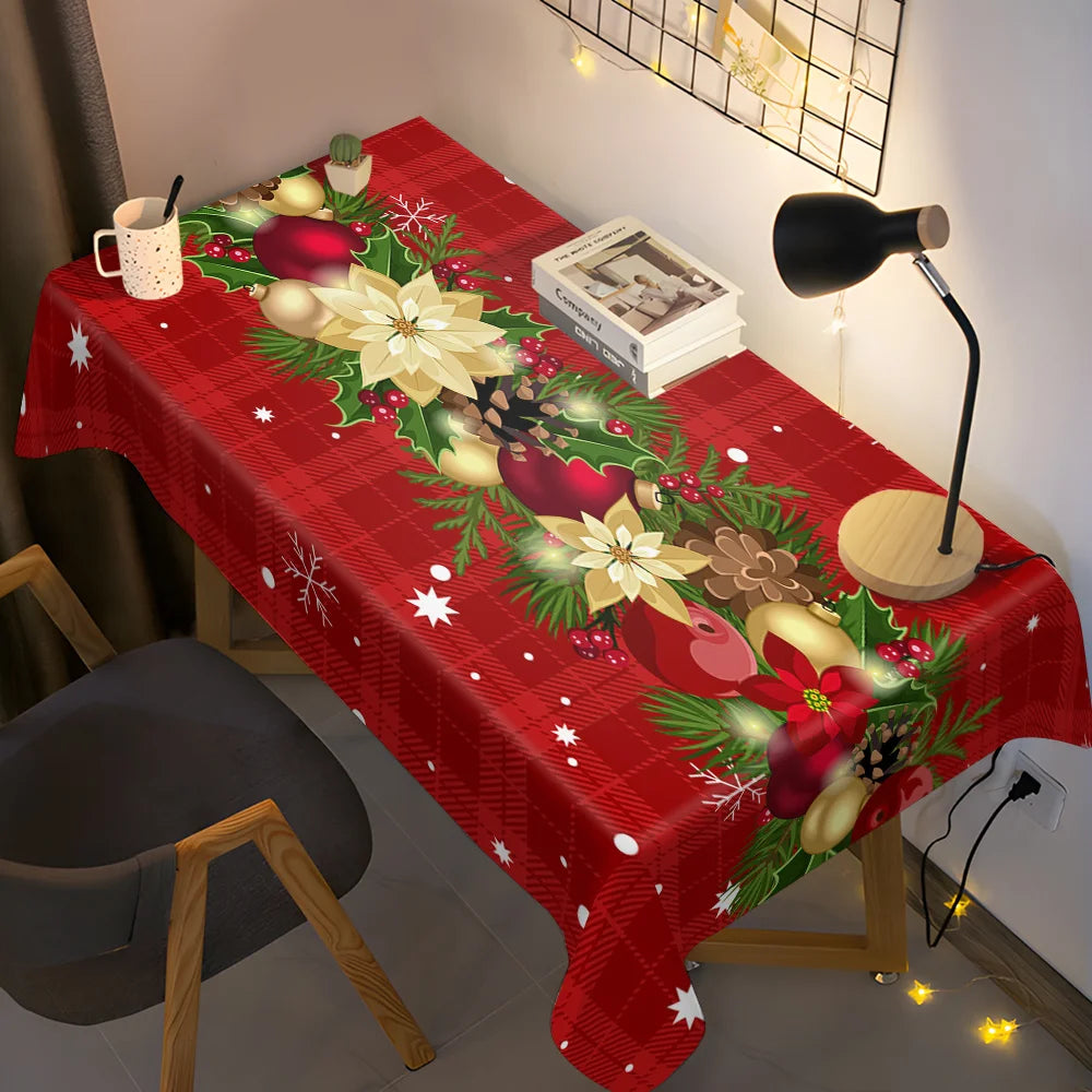 Tejesa Christmas Holly Berry Rectangle Tablecloth/ Holiday Party Decor Reusable Tablecloth for Table