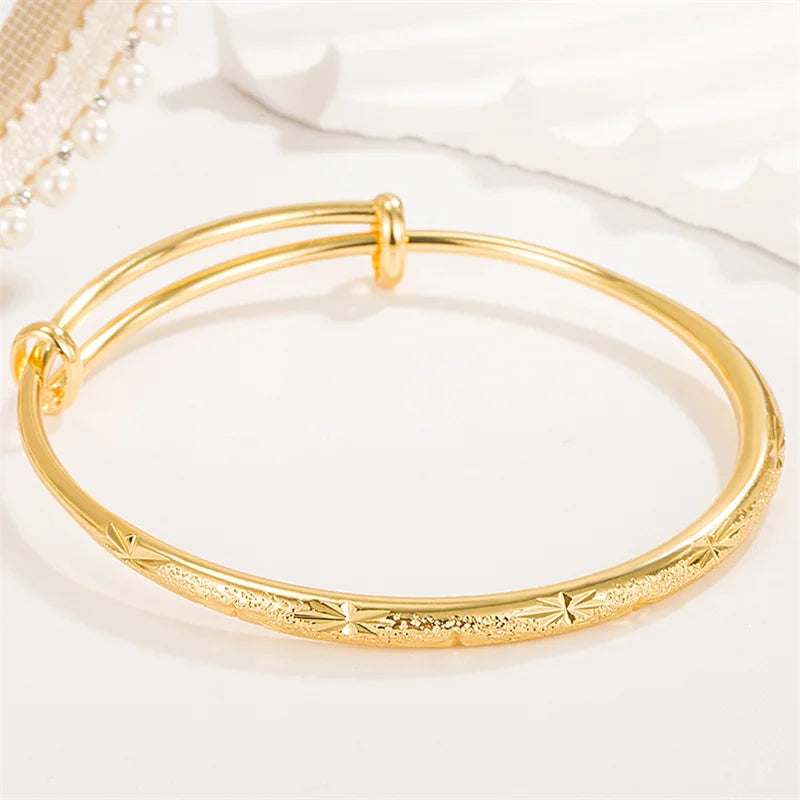 925 Sterling Silver 24K Gold Original Romantic Gypsophila Star Bangles For Women Bracelets Fashion Party Wedding Jewelry