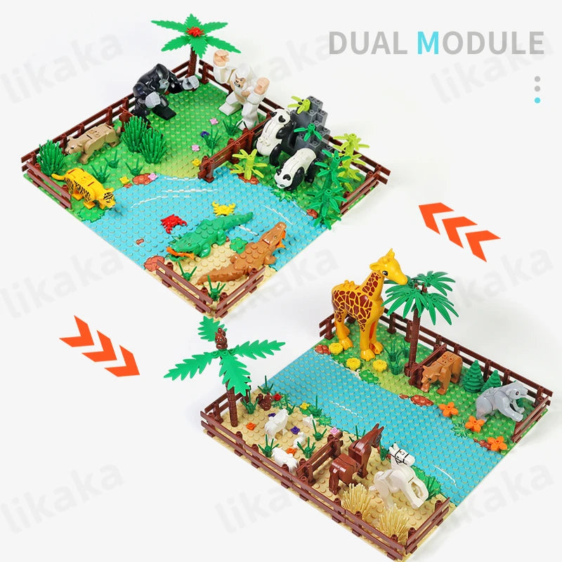 MOC Zoo Animals Building Blocks Set for Kids Montessori Toys Gift Compatible Classic Wild Animals Blocks City Friends Bricks