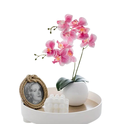Hemasa 2Pcs 46cm Silk Orchid with Leaves Artificial Flower White Butterfly Orchids Fake Flower for Home Wedding Decoration Flores