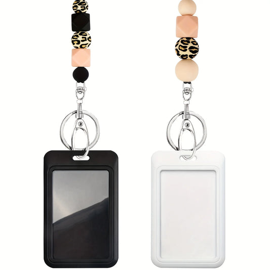 Hemasa Silicone Bead Neck Lanyard with ID Badge Holder for ID Card,Keys,Keychain Great Gifts for Women,Staff Teacher