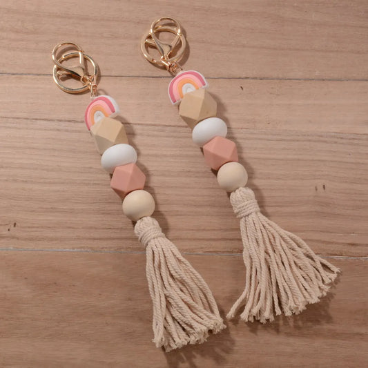 Hemasa  Silicone Beads Rainbow Keychain