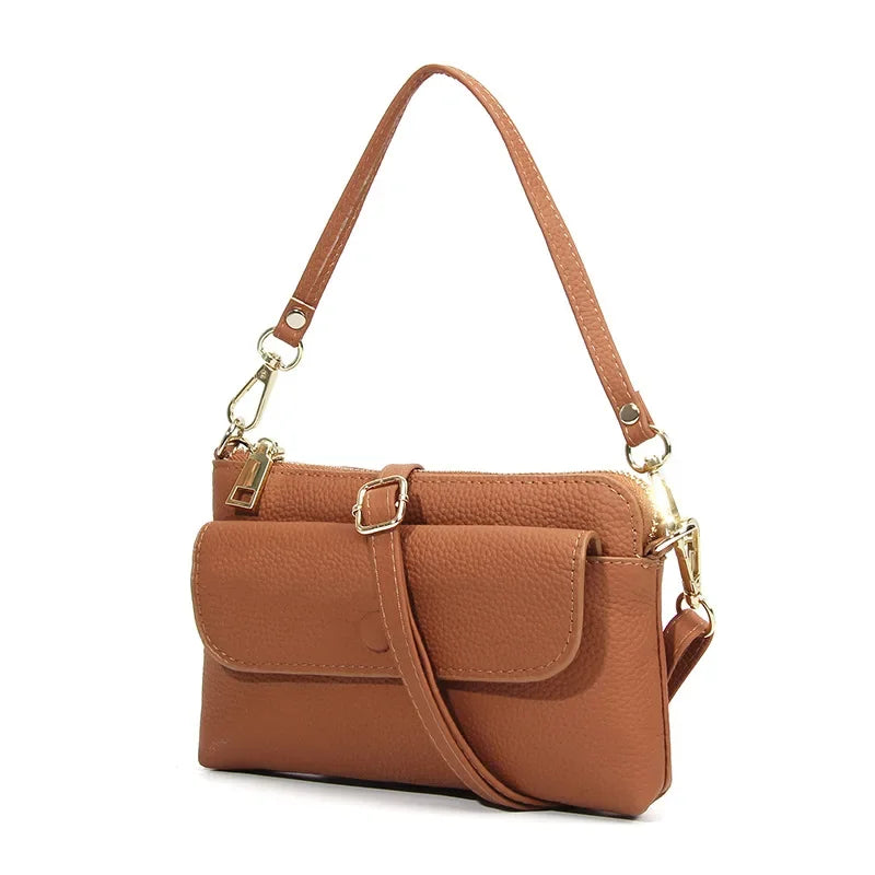 Tejesa Small Crossbody Bags/ Cellphone Pouch Wallet/ Genuine Leather Wristlet Clutch Handbags Purses with 2 Removeable Straps