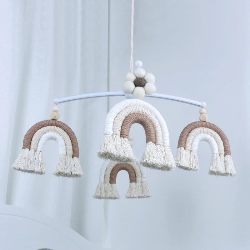 Hemasa Handmade Rainbow  Baby  Mobile Rattle Musical Rattles Kids Girls Bedroom Hanging Decor