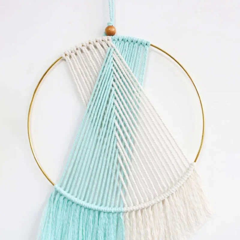 Nordic Macrame Hoop Wall Hanging Tapestry Boho Hand Woven for Livingroom Bedroom Backdrop Room Home Decor House Decoration