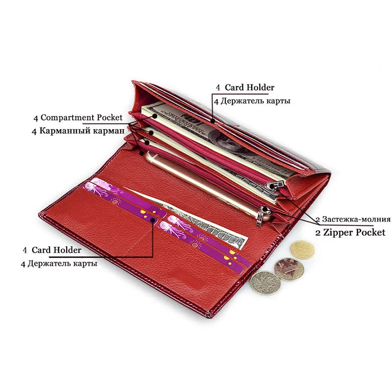 Women Wallet Genuine Leather Stone Pattern Luxury Designer Female Money Handbags Ladies ID Card Hodlder Coin Purses Women Purse