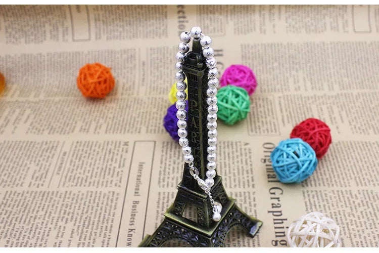 925 Sterling Silver 5MM Bead Frosted Exquisite Bracelet For Women Fashion Engagement Wedding Charm Jewelry Fashion Party Gifts