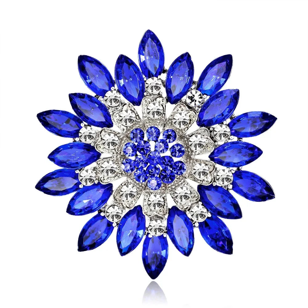 Vintage women's sunflower brooches, crystal shiny chrysanthemum pins, daily wear for parties and weddings, jewelry for friends