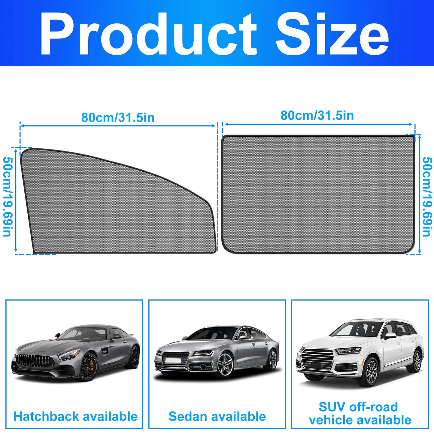4/2pc Car Window Shade Magnetic Window Cover Universal Auto Sunshade UV Protection Curtains Visor Shield Privacy Protect Cover