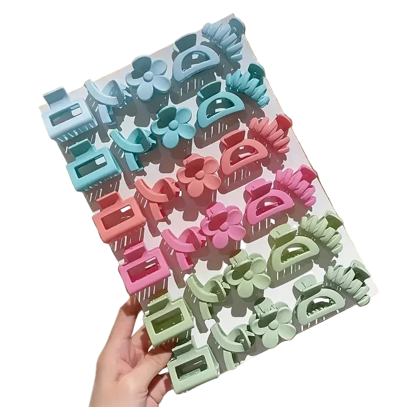 Tejesa 30Pcs Polychrome Frosted Hair Clips Small Flower Shark Clip Suitable Daily Casual Wear Headwear Women'S Girls Hair Accessories