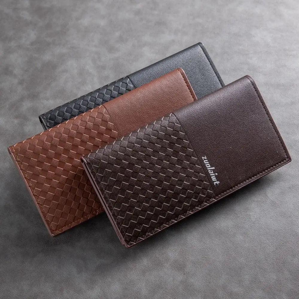 New PU Leather Long Wallet Multiple Slots Thin Men Wallet Coin Purse Men