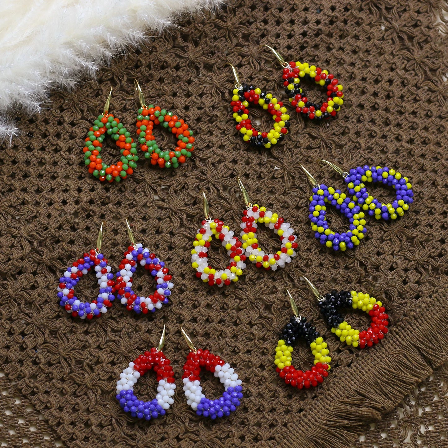 INKDEW Small Earrings National Flag Colors Water Drop Earrings for Women Handmade Beads Crystal Earrings Gift  Jewelry EA124