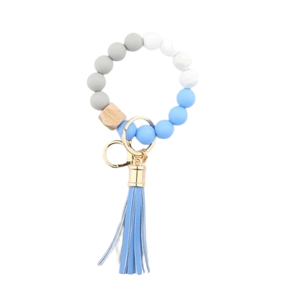 Hemasa Silicone Beads Elastic Bangle Bracelet Keychain Women's bracelet gift Leather Tassel Silicone Beads Bracelet Wristlet Keychain